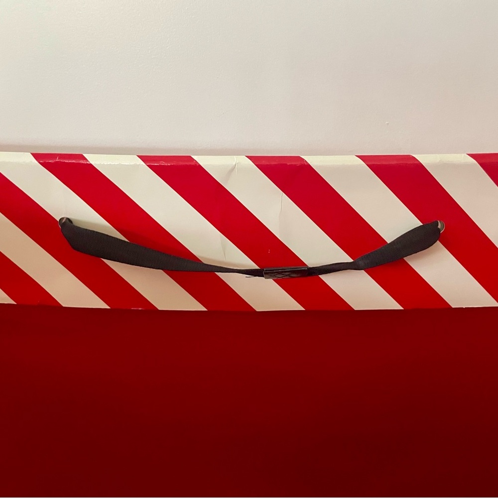 Bottega Veneta Giant Striped waxed paper shopping bag, has corner wear, 27”x22” - Picture 9 of 12